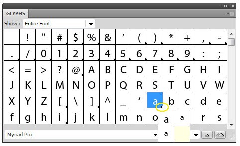 Alternate Glyphs Screenshot