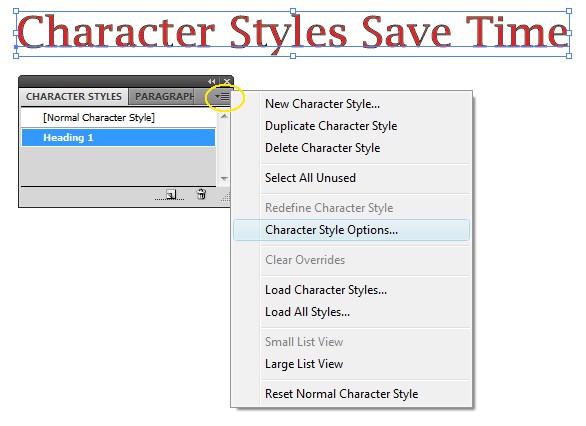 Character Style Options Screenshot
