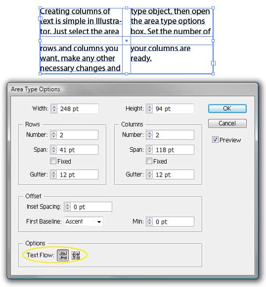 Text Flow in Columns Screenshot