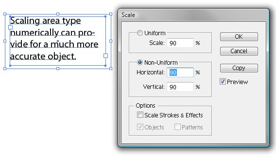 Scale Type Using Transform Screenshot